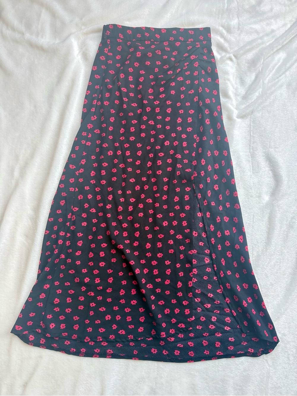 Princess Polly Black Maxi Skirt with Pink Floral Print